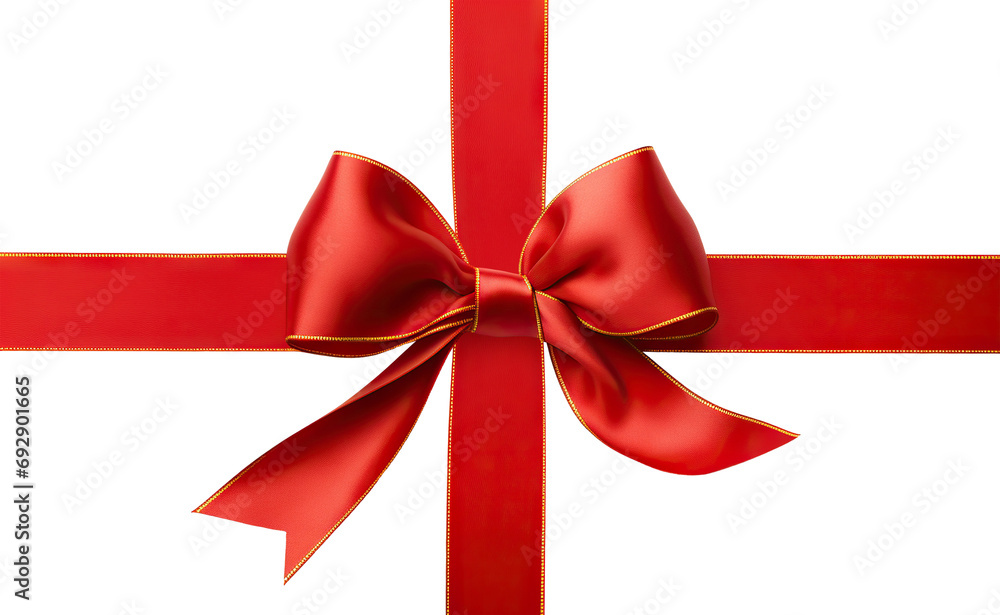Cross red ribbon and bow, cut out Cross red ribbon and bow, cut out