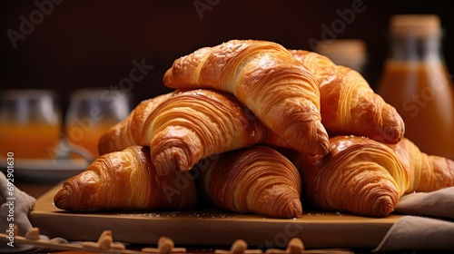 buttery brown croissan food illustration flaky french, brunch snack, delicious savory buttery brown croissan food photo