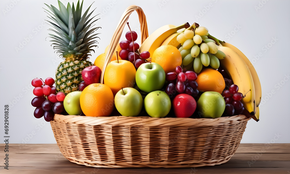 large basket with fresh fruit