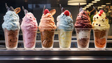 Display of Gelato in a Sweet Shop Display, Inviting You to Indulge in Tasty Dessert