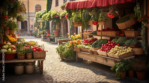 Colorful Vegetables Await, Showcasing the Bountiful Harvest of Italy's Culinary Riches in Market