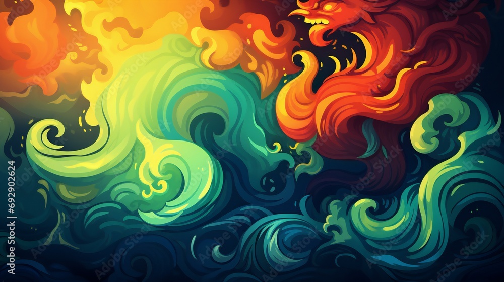 Mythical Fire and Water Elemental Swirl in a Dance of Opposing Forces Mythical Fire and Water Elemental Swirl in a Dance of Opposing Forces