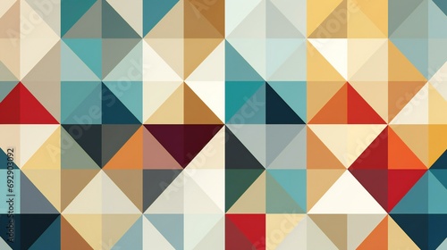 Geometric Abstract Design with a Modern Mosaic of Triangles in Earthy and Cool Tones