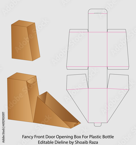 Fancy Front Door Cross Box Packaging Dieline Ideas Editable