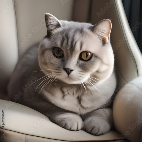 A majestic portrait of a Scottish Fold cat with its distinctive folded ears3