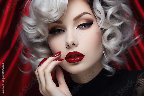 nails Art face Beauty design manicure lips red makeup bright hairstyle unusual girl Pretty accessory advertising background beautiful calm capacity chic colours cosmetic creative cuticle elegant