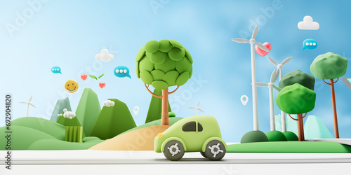 green city background 3d illustration.