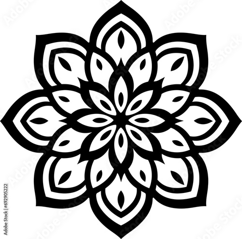 Floral mandala silhouette in black color. Vector template for laser cutting wall art.