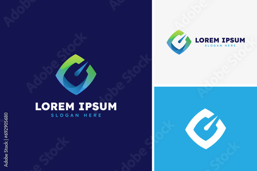 Abstract needle tech logo design vector, technology logo design template