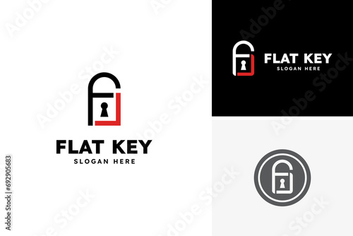 Vector letter f with key house home for agent real estate logo