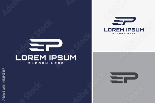 Vector letter E P with fast expedition element symbol graphic logo