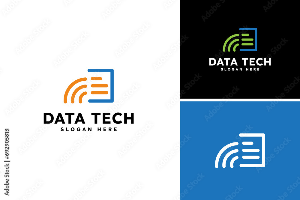 Vector fast document data tech logo, business logo design template Vector fast document data tech logo, business logo design template