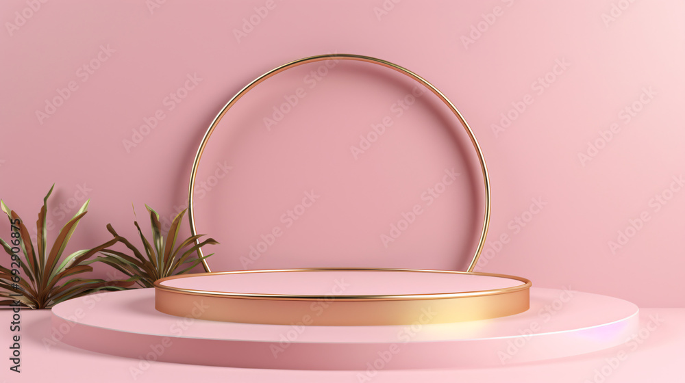 3d render abstract pink minimal background