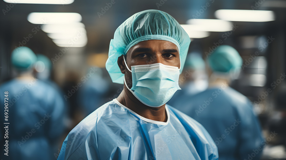 portrait of male surgeon with mask in the operating room portrait of male surgeon with mask in the operating room