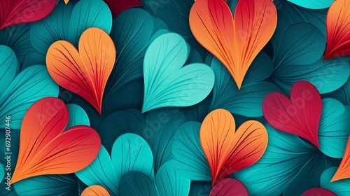 Wallpaper Mural A colorful and detailed lines pattern on valentine hearts wall art. Torontodigital.ca