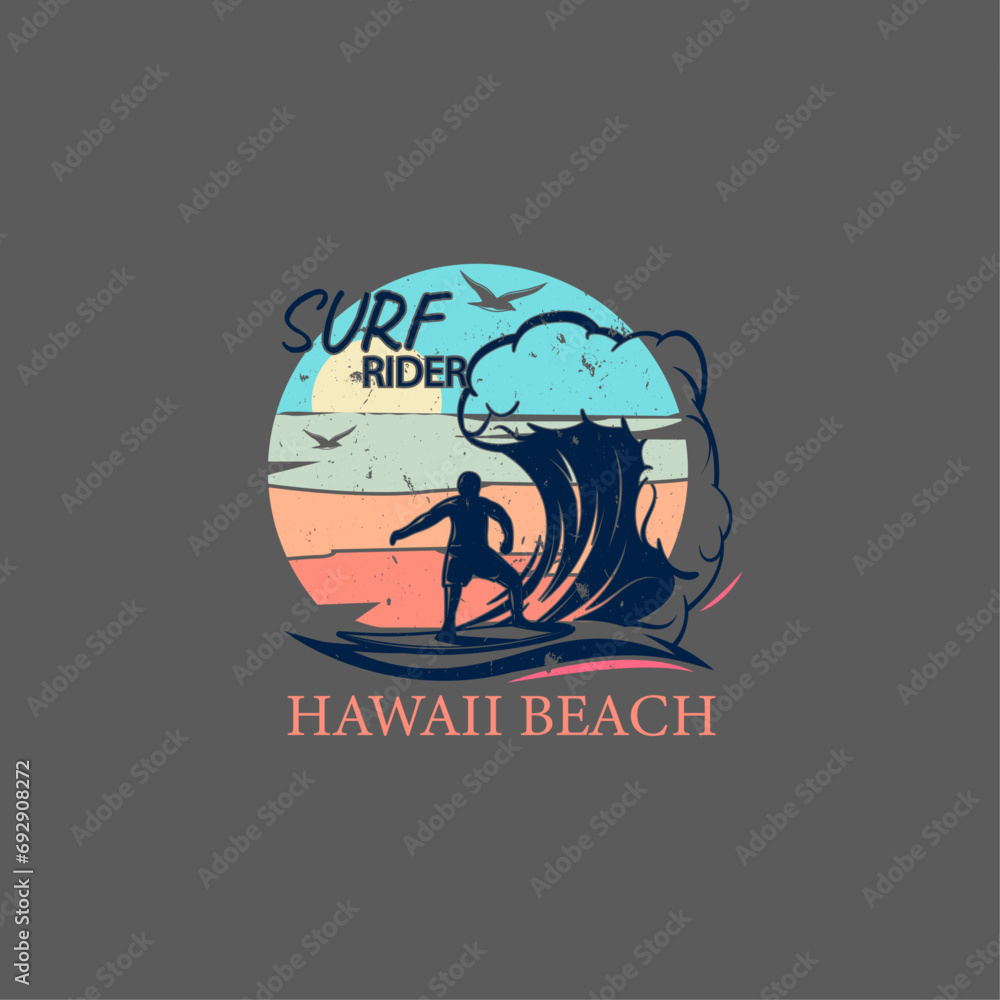 Surf rider typography t shirt design Surf rider typography t shirt design