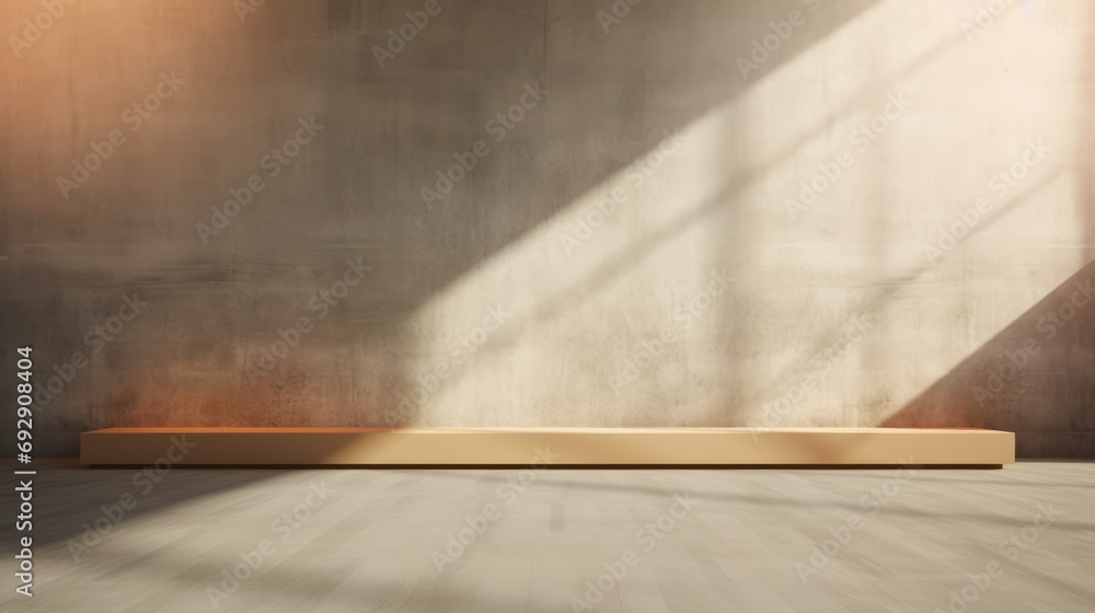 cement presentation background with empty wall in room with sunlight