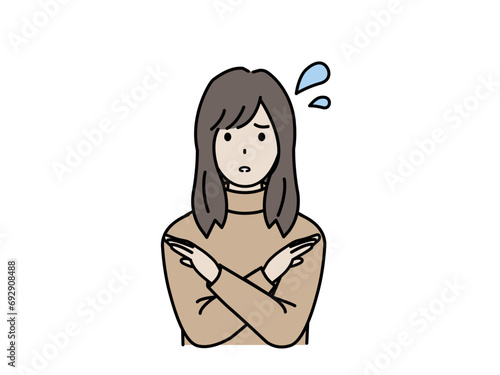 断る、拒否する若い女性のイラスト