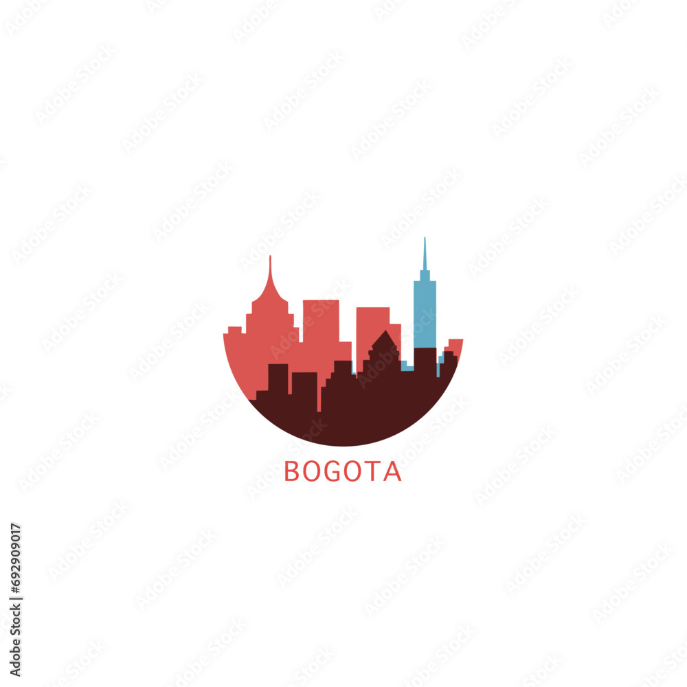 Bogota cityscape skyline city panorama vector flat modern logo icon. Colombia town emblem idea with landmarks and building silhouettes