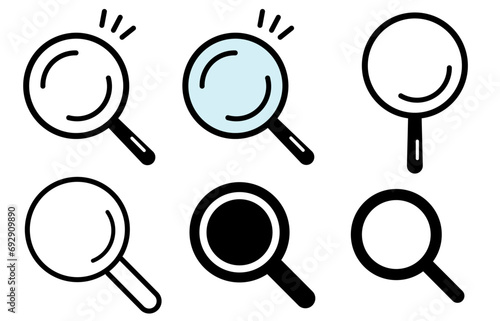 Simple magnifying glass icon set