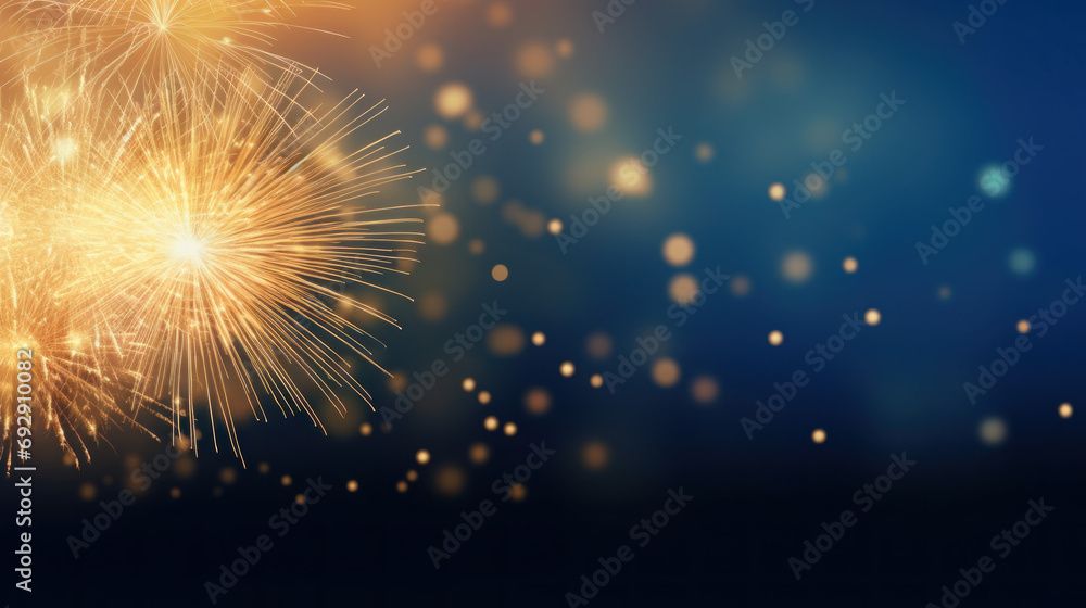 Fototapeta premium Sylvester New Year, New Year's Eve 2024 party event celebration holiday greeting card - Closeup of sparkling sparklers and bokeh lights in the background
