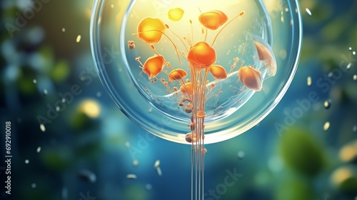 Medical Illustration of IVF Process: Fertilized Egg Cell and Needle in Detailed Realistic Rendering