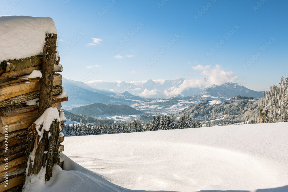 Fototapeta premium Winter Landscape in the Alps in upperaustria, Pyhrn-Priel