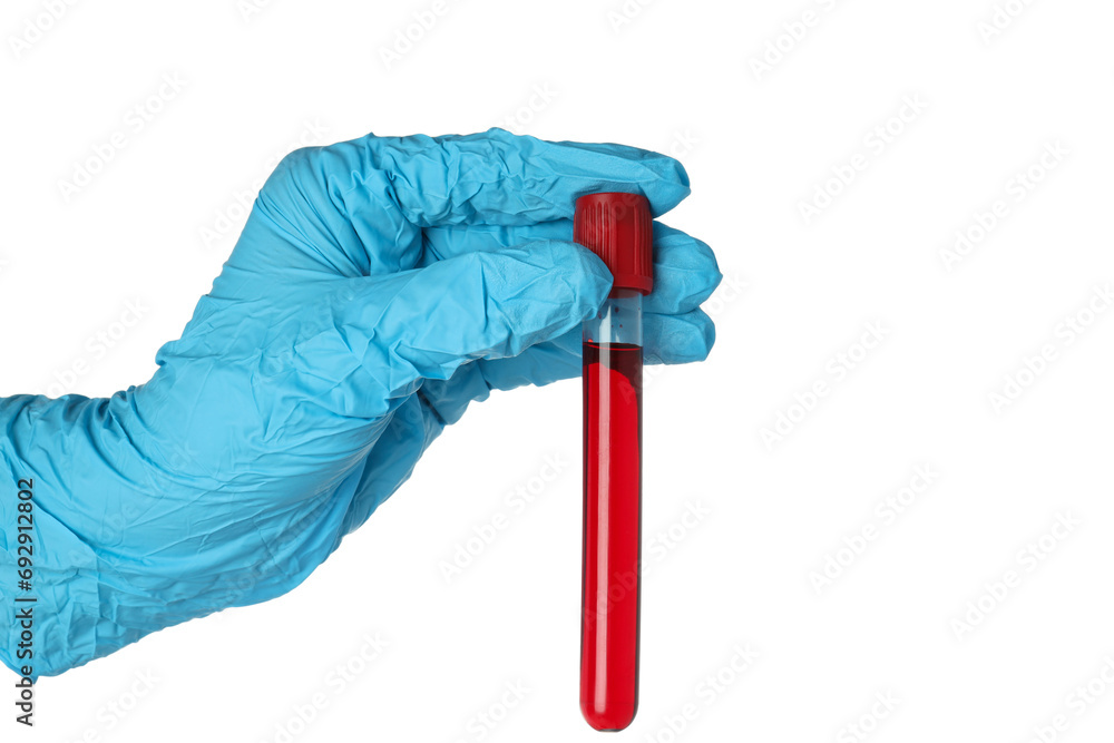 PNG,Human blood in test tubes, isolated on white background - obrazy, fototapety, plakaty 