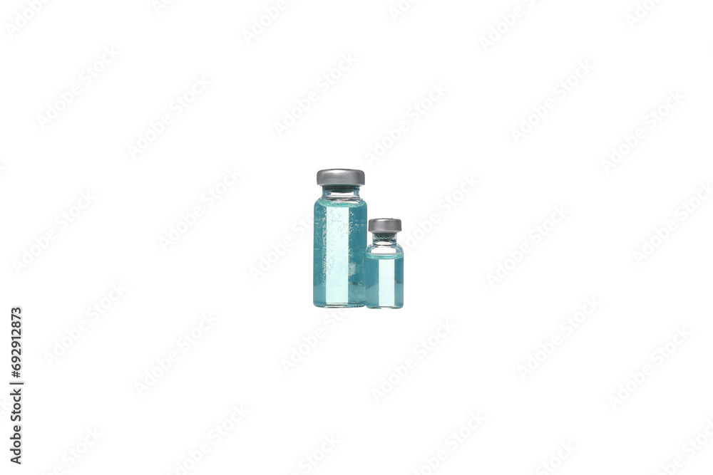 PNG, Glass medical bottles with liquid, isolated on white background PNG, Glass medical bottles with liquid, isolated on white background