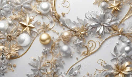 xmas card background luxury gold, white and silver