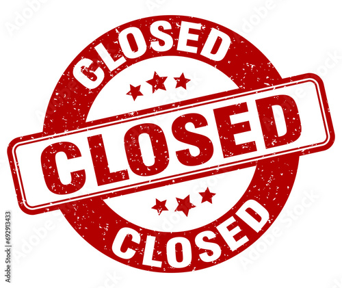 closed stamp. closed label. round grunge sign