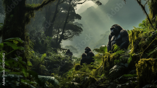 Gorilla Haven in Virunga: 
The misty and dense forests of Virunga National Park, home to mountain gorillas. photo