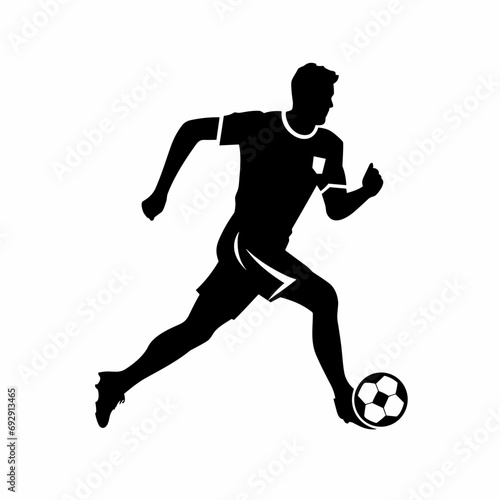Soccer player black icon on white background. Soccer player silhouette