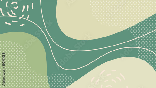 Green background with abstract shape design and decorative lines for banner, cover, flayer, poster design