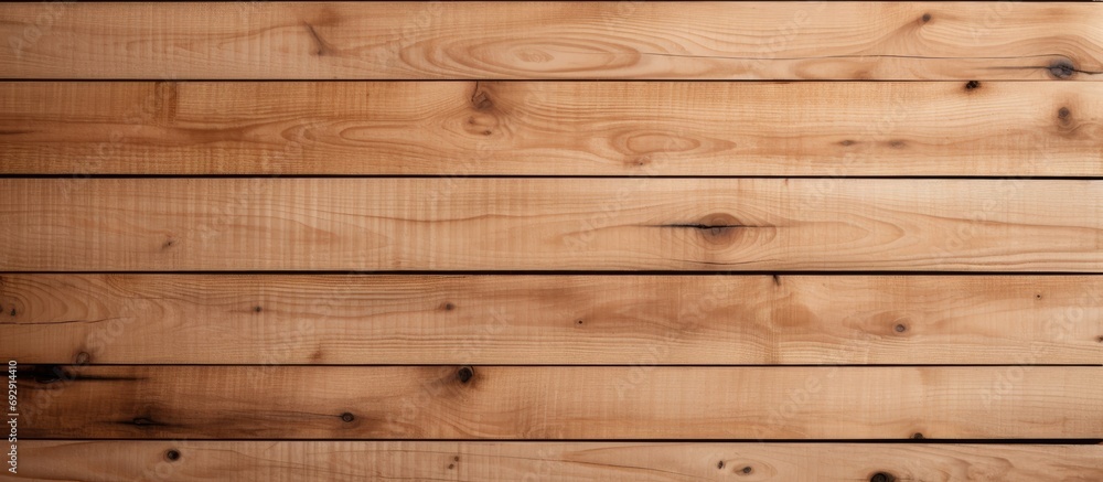 Naklejka premium Wood planks used for construction in a new eco-friendly house.