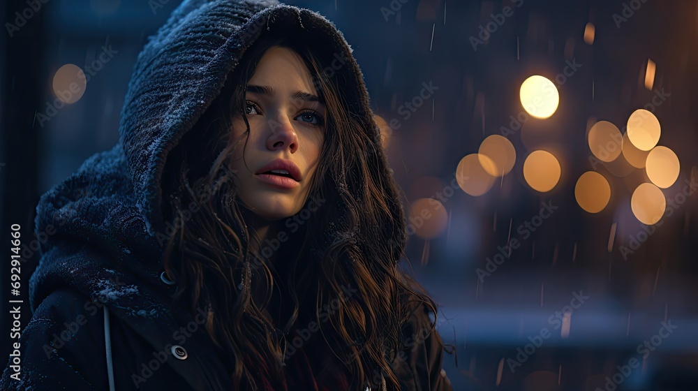 portrait of a woman in a city portrait of a woman in a city