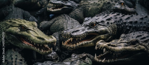 Crocodiles found resting in Thailand's crocodile farm.
