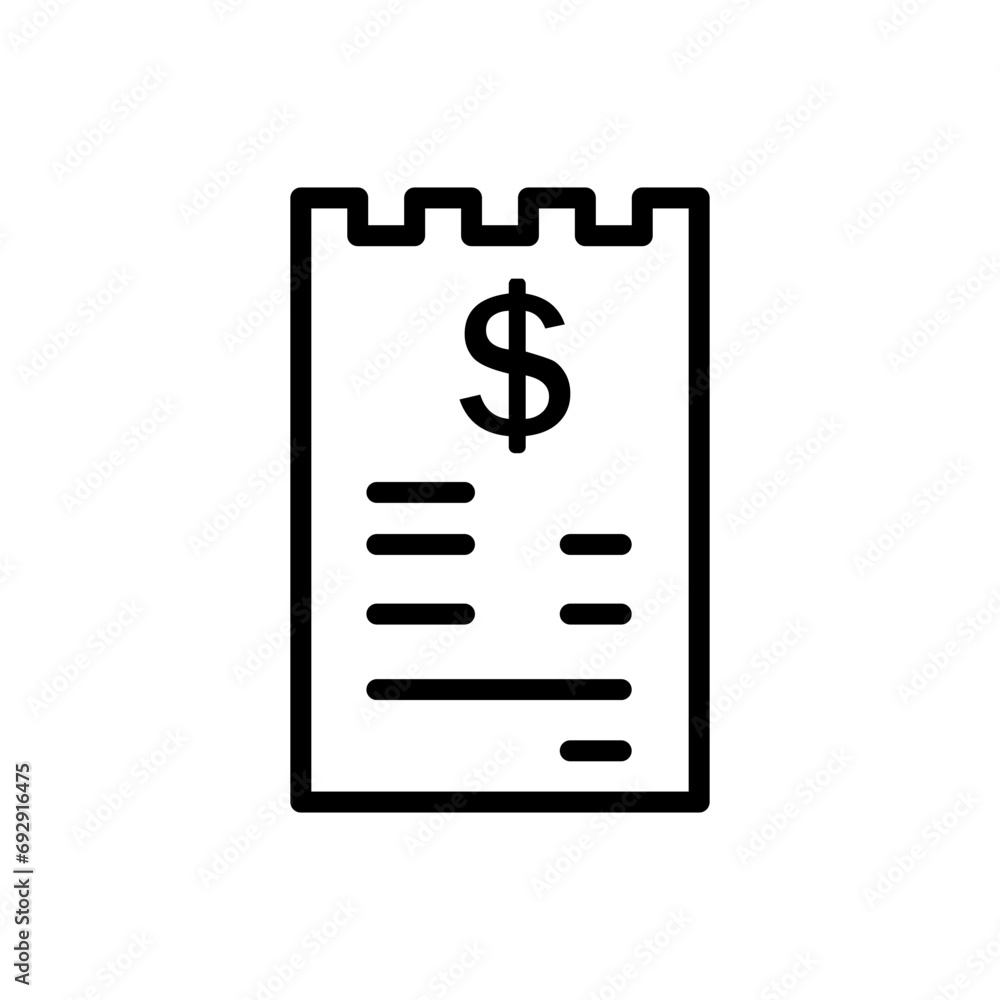 Receipt icon vector. Invoice llustration sign. Claim check symbol or logo. Receipt icon vector. Invoice llustration sign. Claim check symbol or logo.