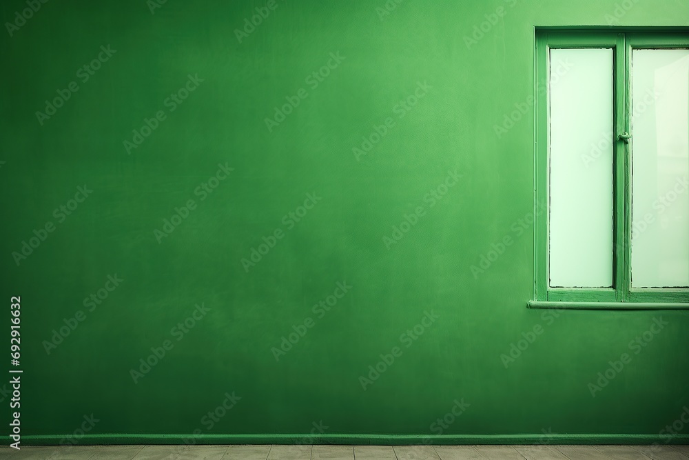 horizontal view of an empty green wall with a window on the right hand side AI generated horizontal view of an empty green wall with a window on the right hand side AI generated