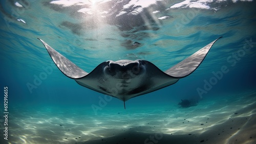 horizontal frontal view of a stingray AI generated