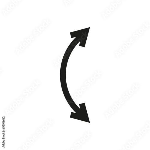 Dual semi circle arrow. Vector illustration. Semicircular curved double ended arrow.	
