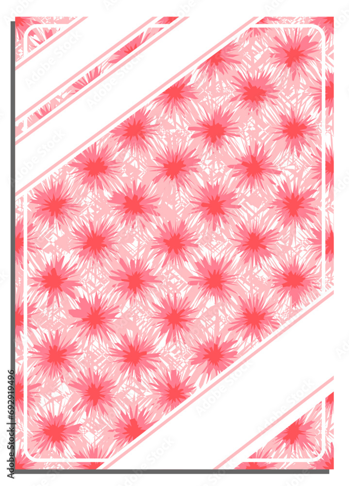 Vertical pink abstract background with aster flowers, cover, title page of presentation, report, album in A4 format. Template layout for design of printed products. Vector banner Vertical pink abstract background with aster flowers, cover, title page of presentation, report, album in A4 format. Template layout for design of printed products. Vector banner