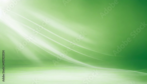 An abstract modern light green backdrop for a product presentation with floor and smoke