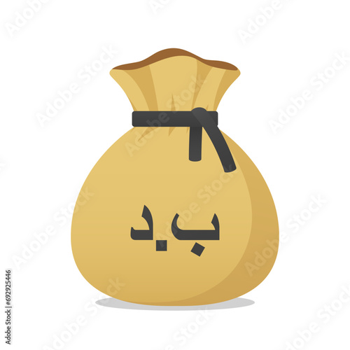 Moneybag with Bahraini dinar symbol. Cash money, currency, business and financial item. Flat vector moneybag sign.