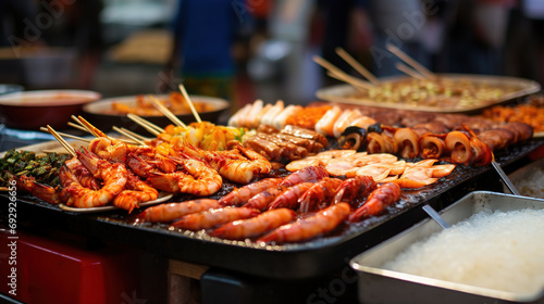 Korean Street Food Delights Featuring Irresistible Tteokbokki, Savory Odeng photo