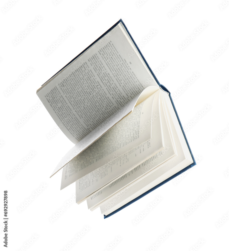 Fototapeta premium Open old hardcover book isolated on white