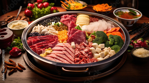 Chinese Hot Pot Extravaganza with Succulent Seafood  Premium Meats  and Fresh Flavors