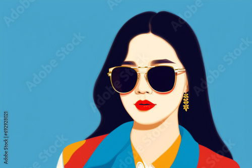 Radiant and Chic. The Woman in Sunglasses. Copy space. Generative AI