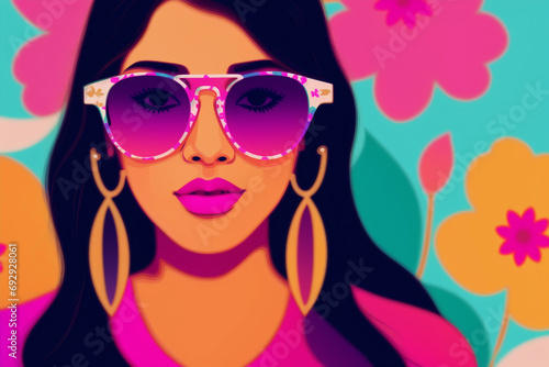 Radiant and Chic. The Woman in Sunglasses. Copy space. Generative AI