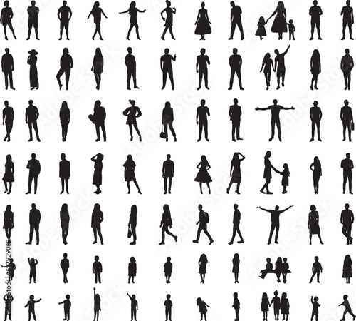 Set of people silhouette on a white background vector
